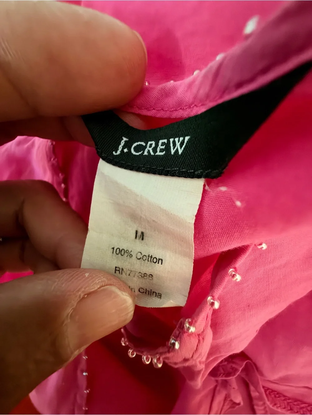J. Crew V-Neck Tunic in Bright Pink beaded edges